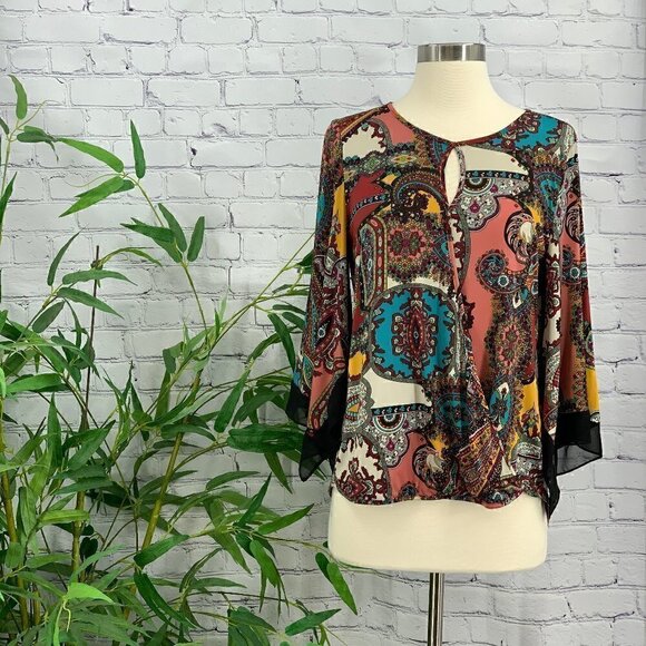🎉Jennie & Marlis Multicolor Paisley Print Blouse - Picture 1 of 4